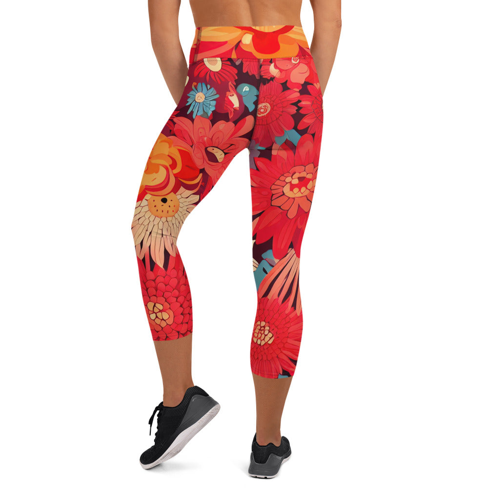 DMV 0105 Floral Yoga Capri Leggings