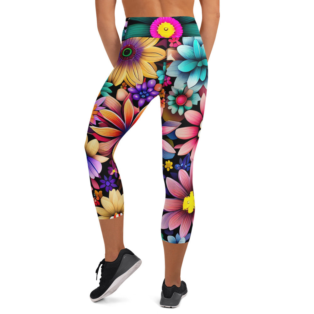 DMV 0265 Floral Yoga Capri Leggings