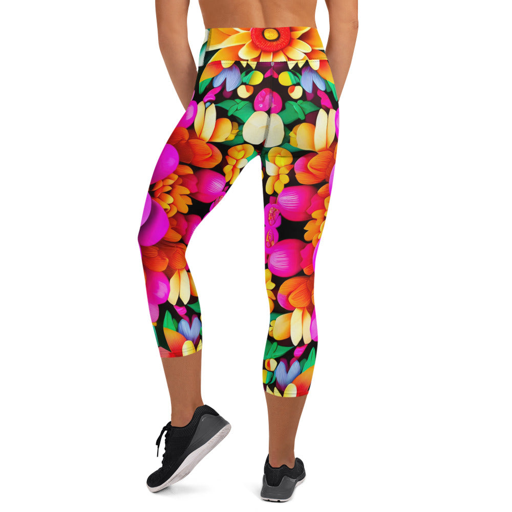 DMV 0250 Floral Yoga Capri Leggings