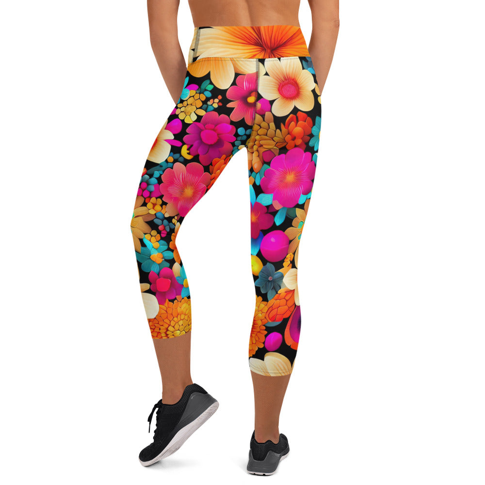 DMV 0259 Floral Yoga Capri Leggings