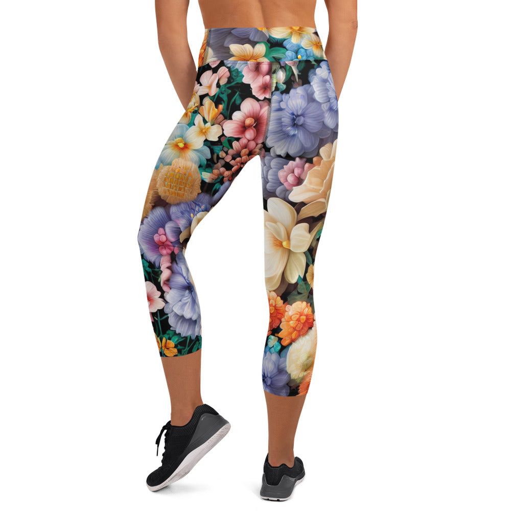 DMV 0302 Floral Yoga Capri Leggings