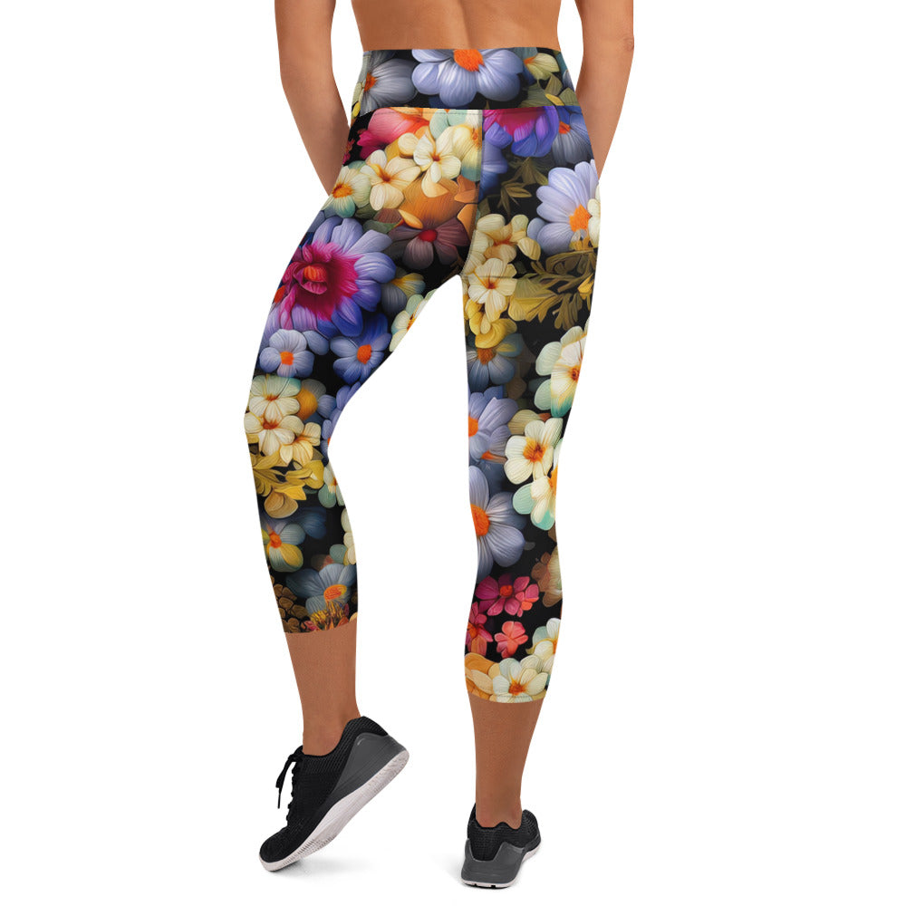 DMV 1522 Floral Yoga Capri Leggings