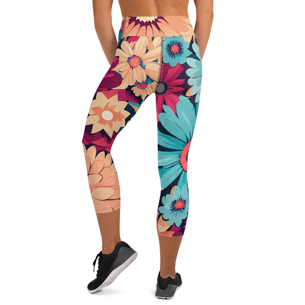 DMV 0293 Floral Yoga Capri Leggings