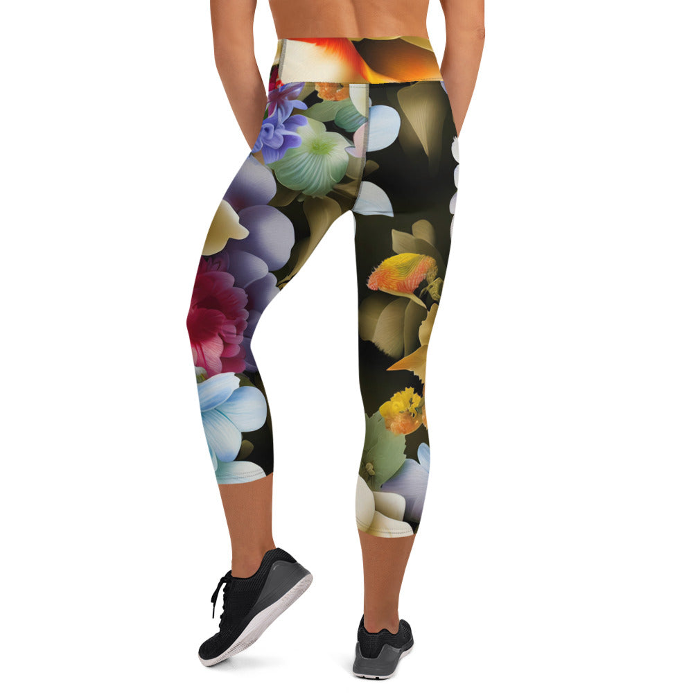 DMV 0268 Floral Yoga Capri Leggings