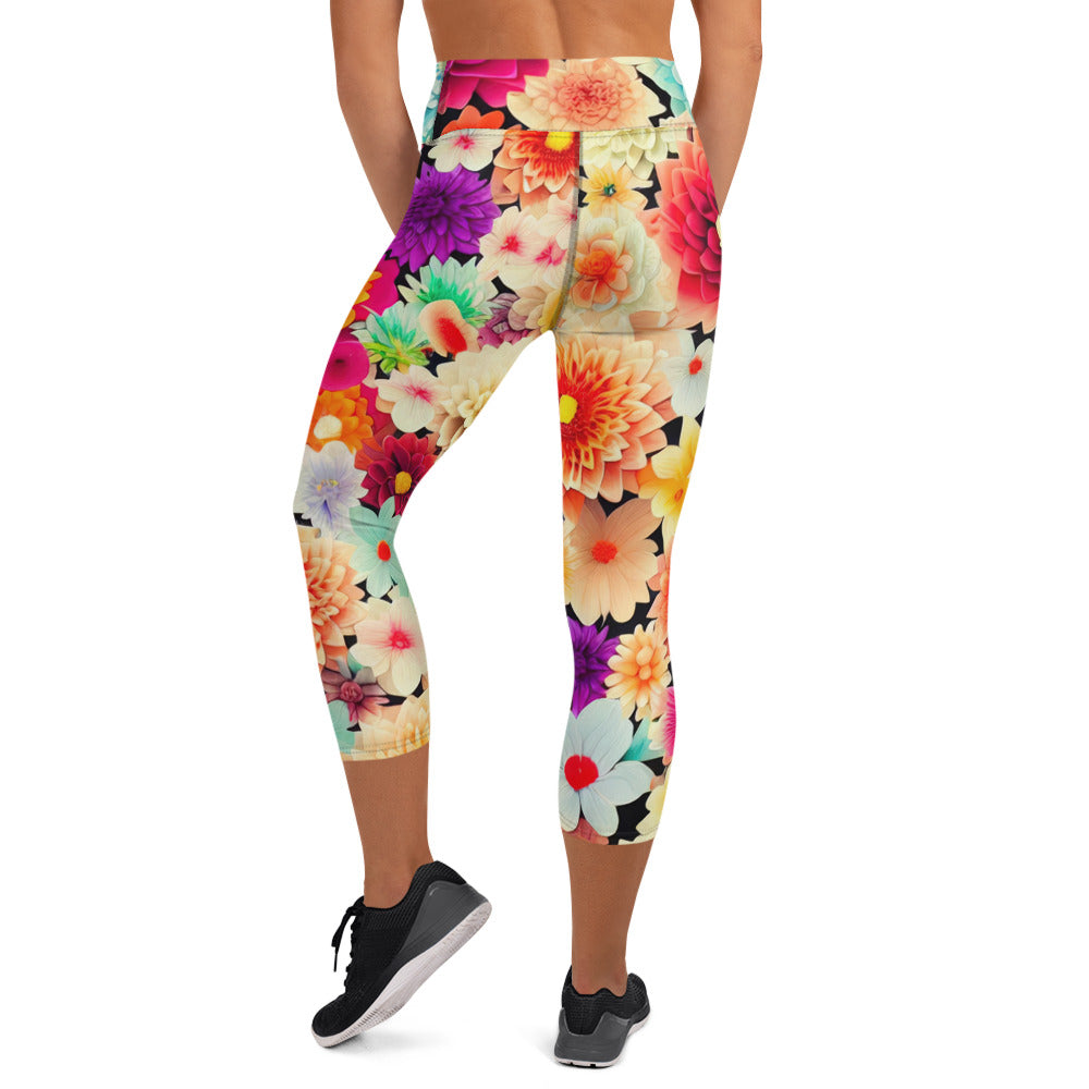 DMV 0424 Floral Yoga Capri Leggings