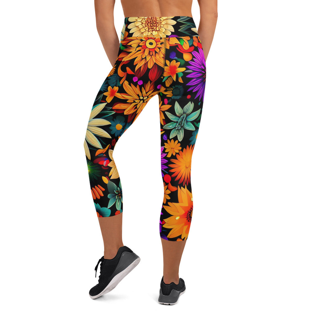 DMV 0329 Floral Yoga Capri Leggings