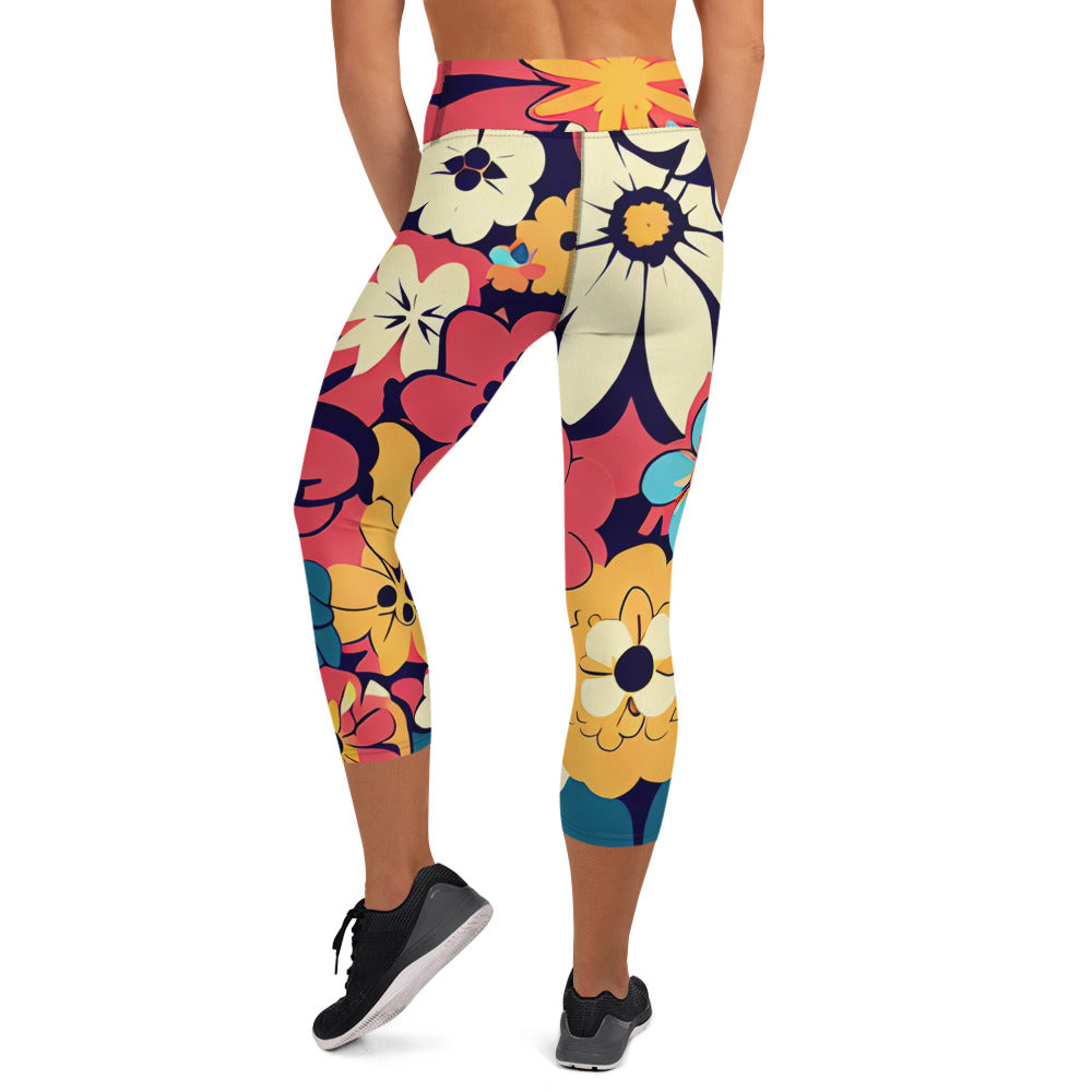 DMV 0392 Floral Yoga Capri Leggings