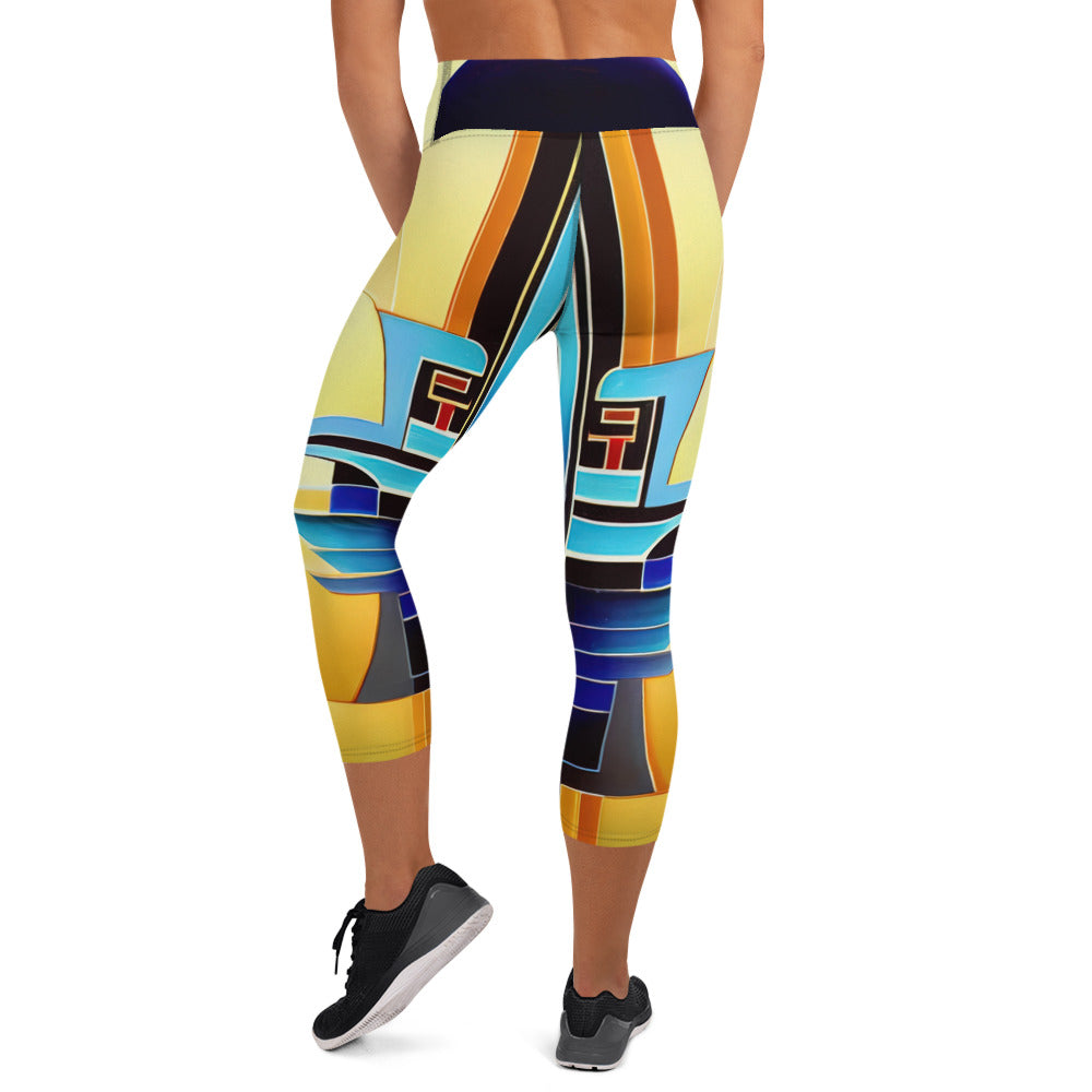 DMV 0939 Retro Art Yoga Capri Leggings