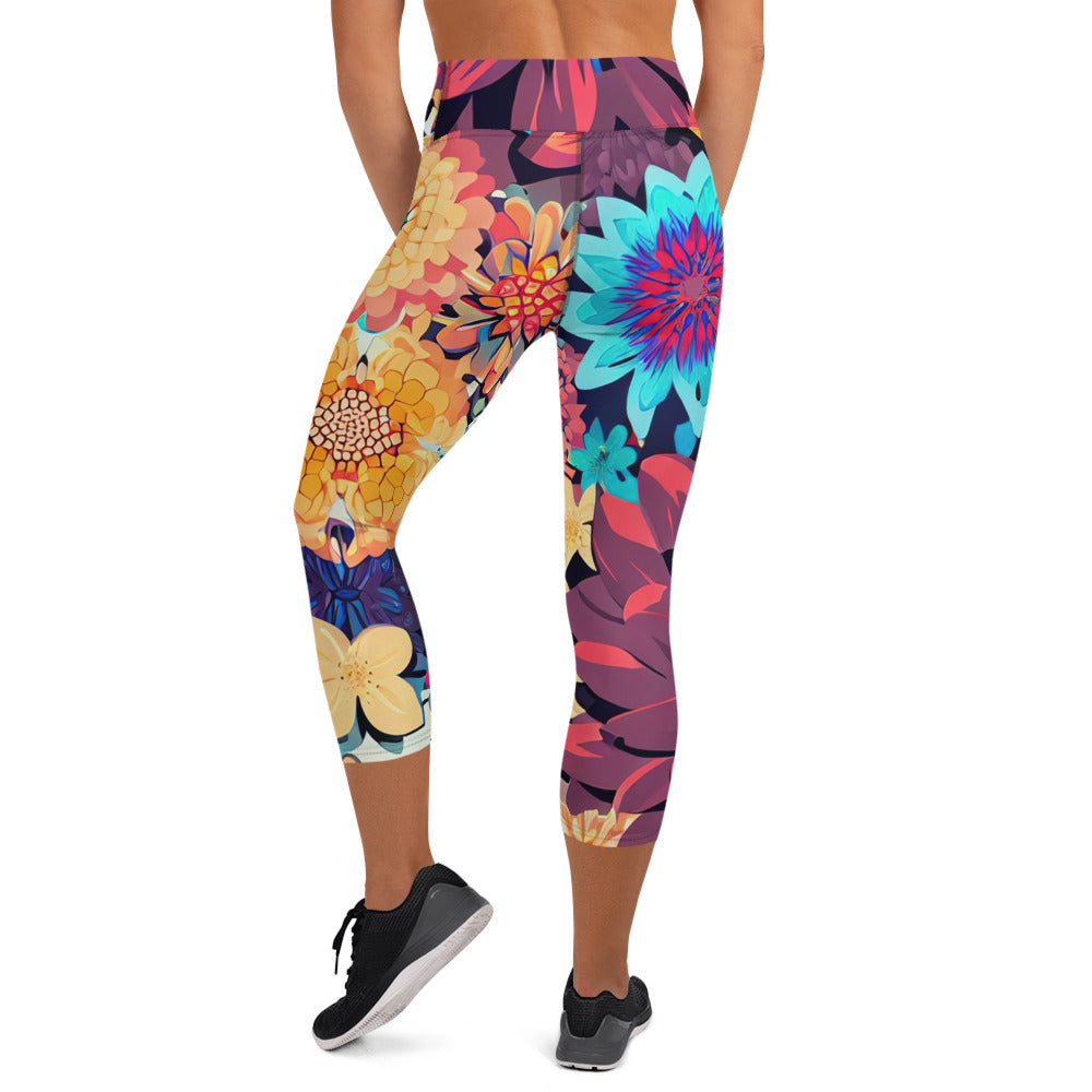 DMV 0625 Floral Yoga Capri Leggings