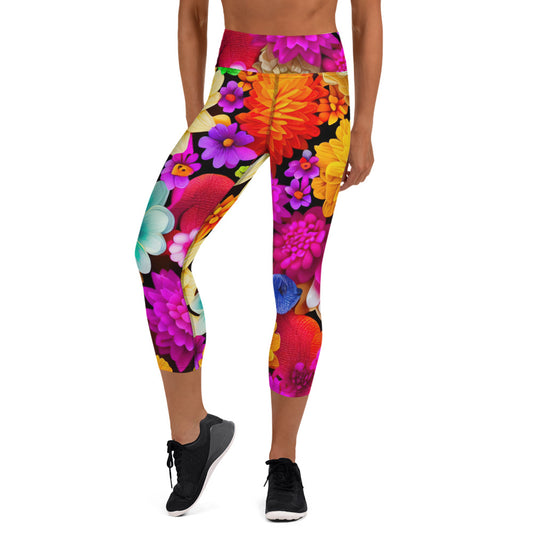 DMV 0238 Floral Yoga Capri Leggings