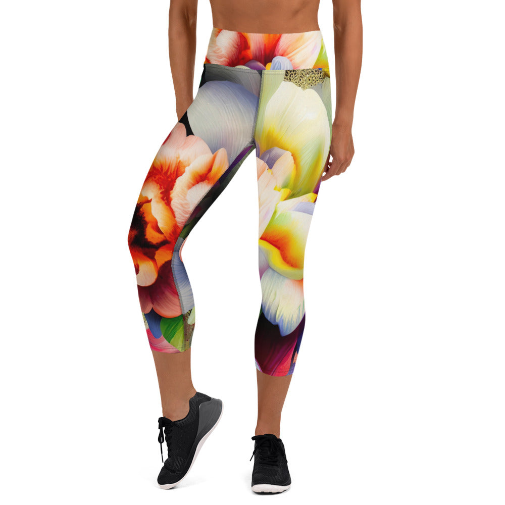 DMV 0081 Floral Yoga Capri Leggings