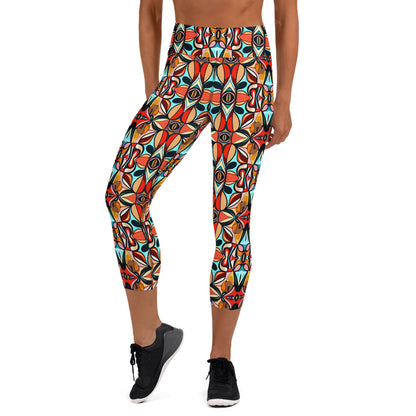 DMV 0210 Vintage Artsy Yoga Capri Leggings