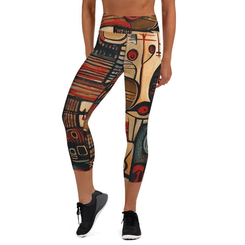 DMV 0256 Retro Art Yoga Capri Leggings