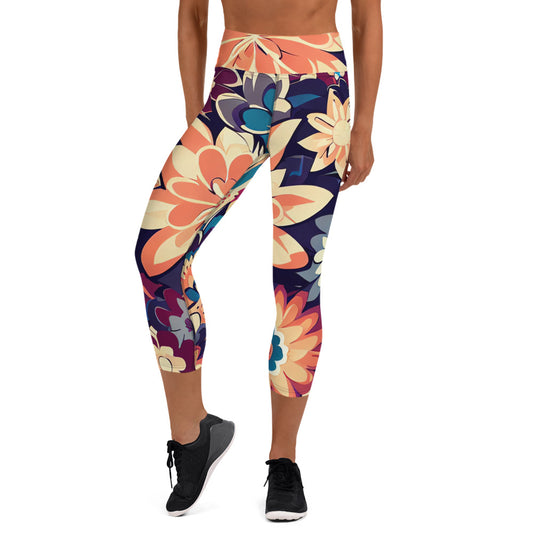 DMV 0253 Floral Yoga Capri Leggings