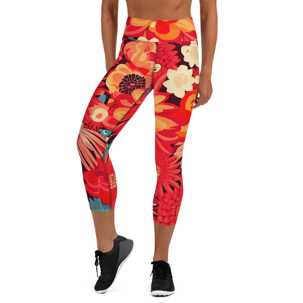 DMV 0105 Floral Yoga Capri Leggings