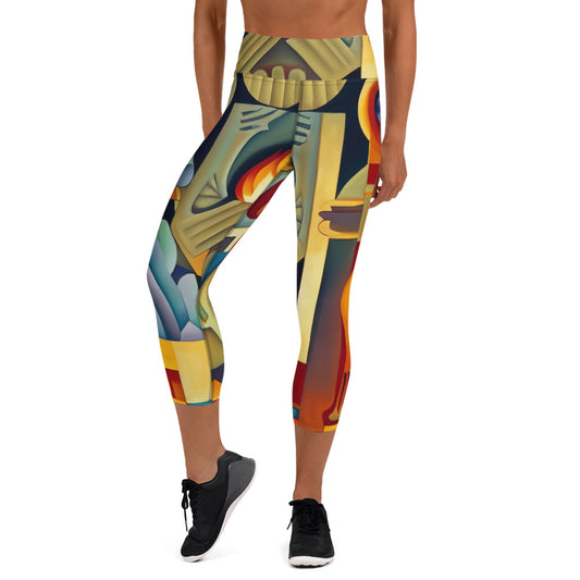 DMV 0237 Retro Art Yoga Capri Leggings