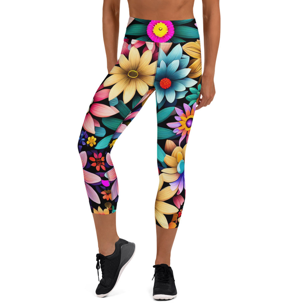 DMV 0265 Floral Yoga Capri Leggings