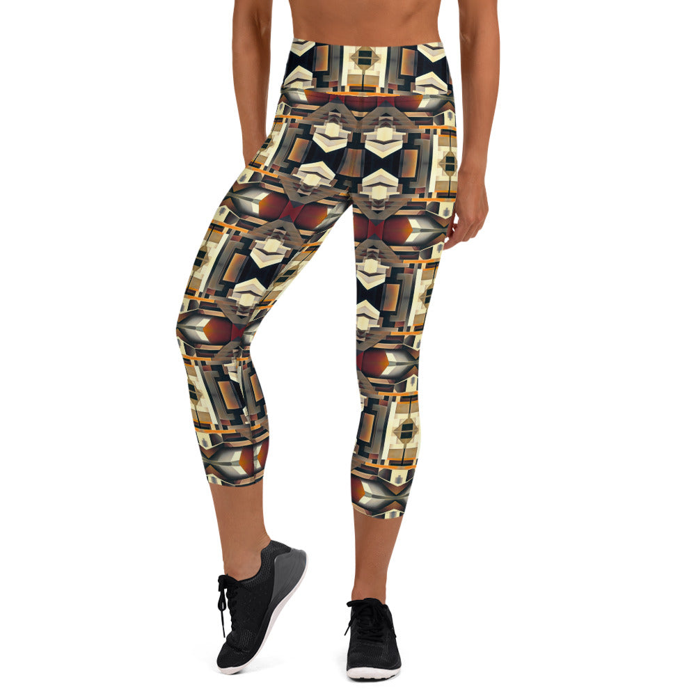 DMV 0247 Geo Boho Yoga Capri Leggings