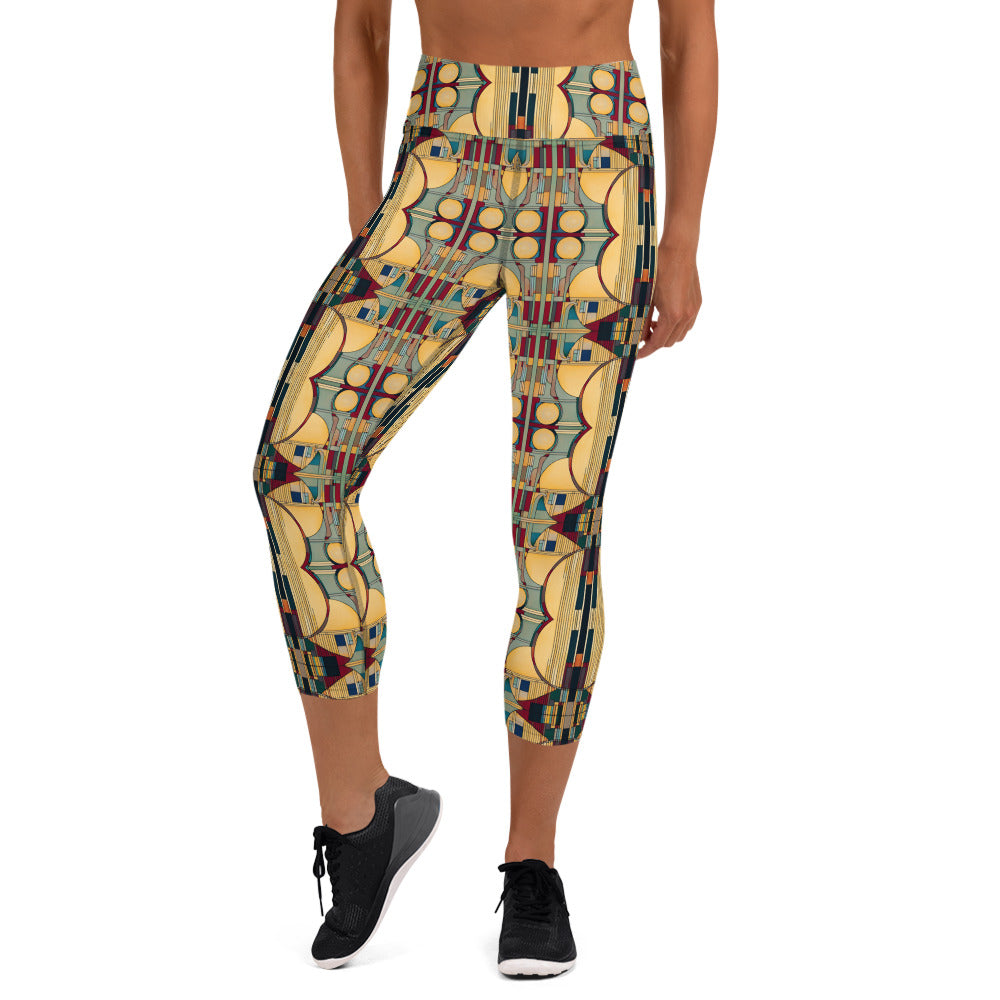 DMV 0224 Geo Boho Yoga Capri Leggings