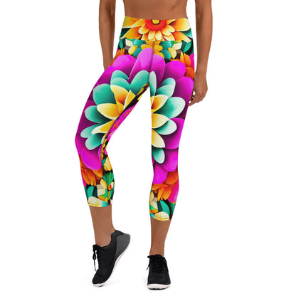 DMV 0250 Floral Yoga Capri Leggings