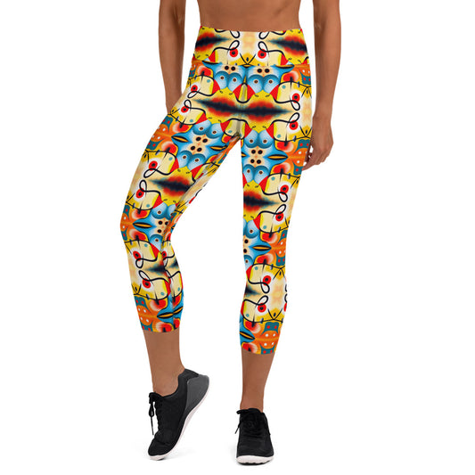 DMV 0103 Vintage Artsy Yoga Capri Leggings