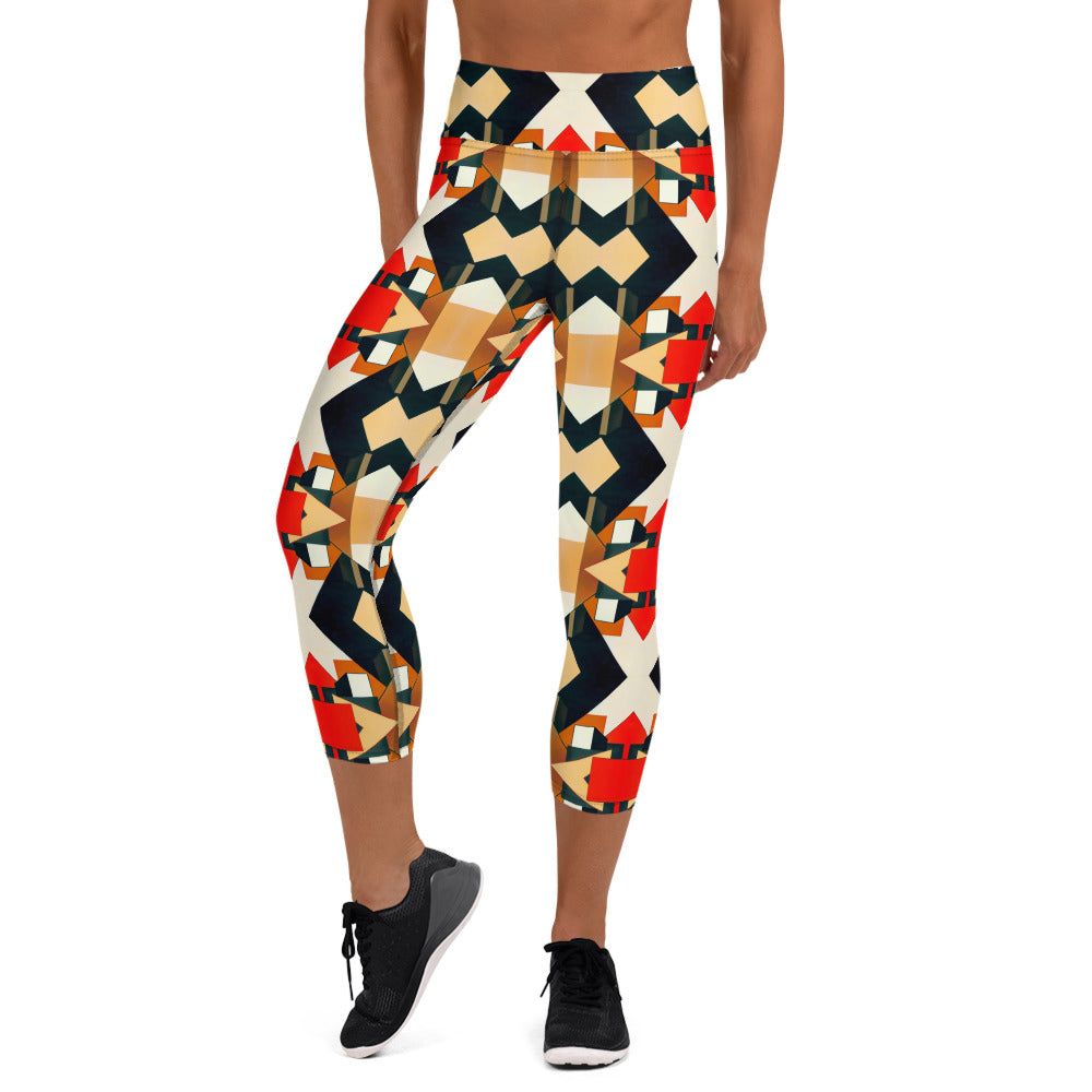 DMV 0138 Geo Boho Yoga Capri Leggings