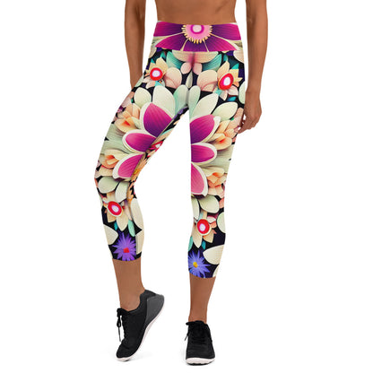 DMV 0307 Floral Yoga Capri Leggings