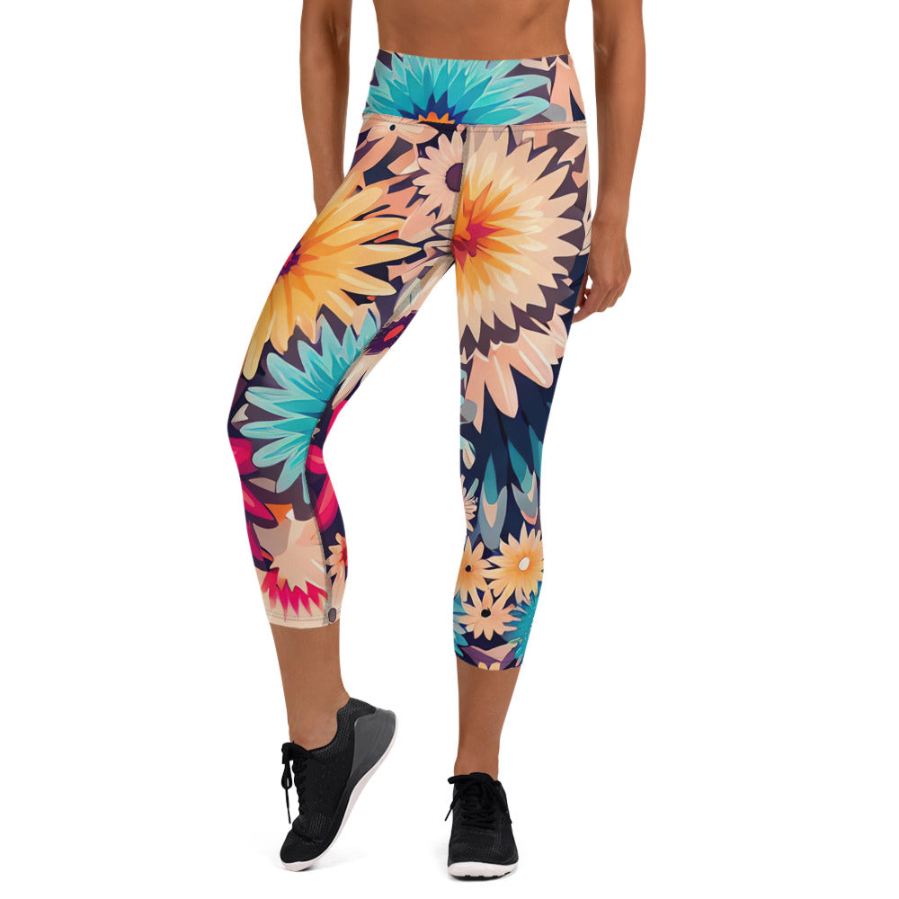 DMV 0404 Floral Yoga Capri Leggings