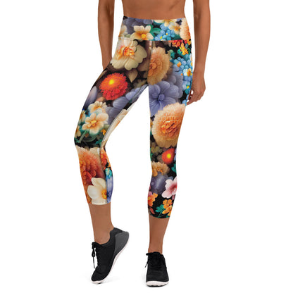 DMV 0302 Floral Yoga Capri Leggings