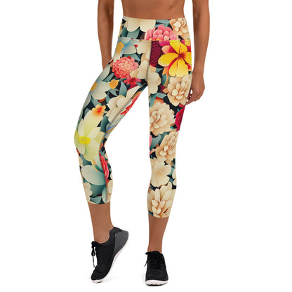 DMV 0260 Floral Yoga Capri Leggings