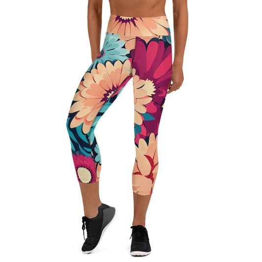 DMV 0293 Floral Yoga Capri Leggings