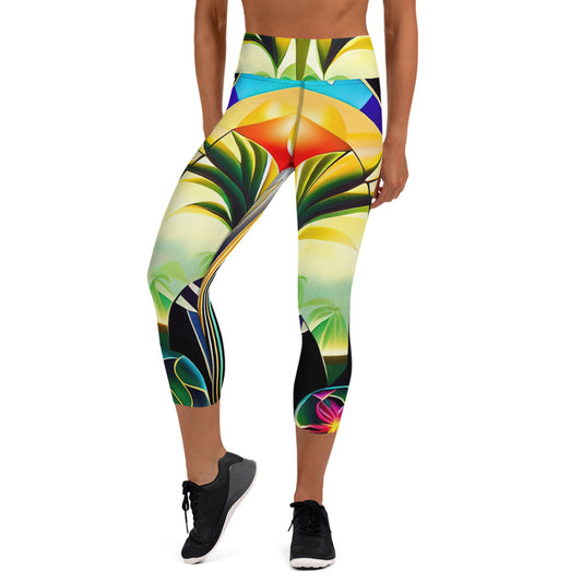 DMV 0258 Retro Art Yoga Capri Leggings