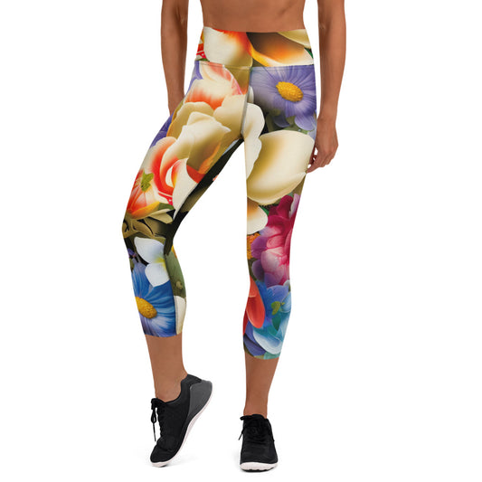 DMV 0268 Floral Yoga Capri Leggings