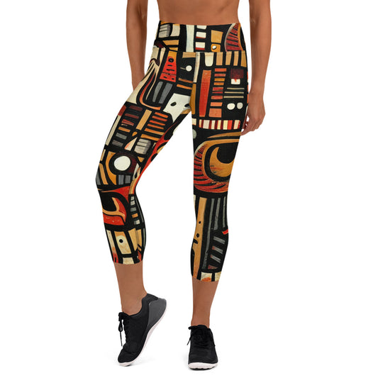 DMV 0505 Retro Art Yoga Capri Leggings