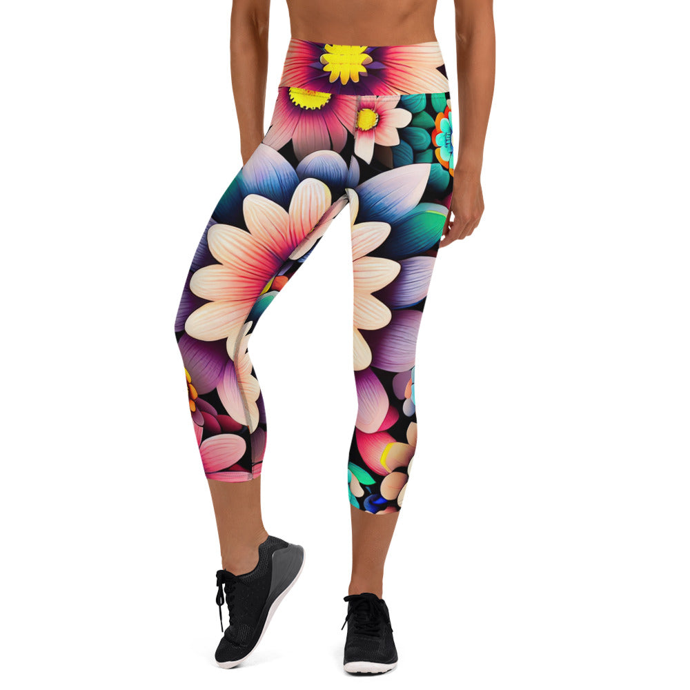 DMV 0515 Floral Yoga Capri Leggings