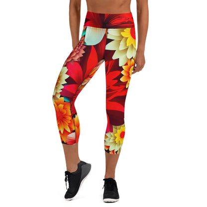 DMV 0419 Floral Yoga Capri Leggings