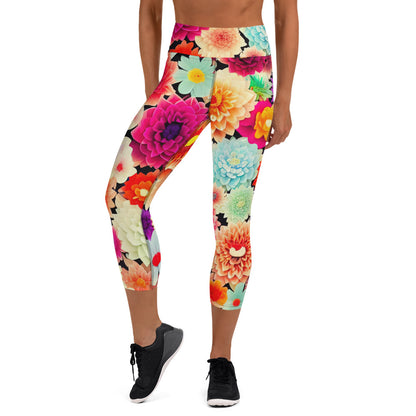 DMV 0424 Floral Yoga Capri Leggings