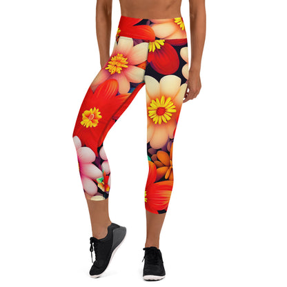 DMV 0324 Floral Yoga Capri Leggings