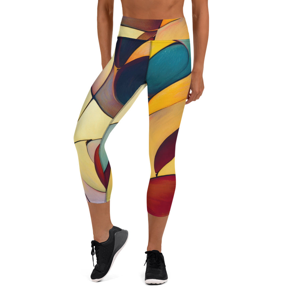 DMV 1551 Abstract Art Yoga Capri Leggings