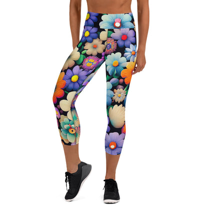 DMV 0783 Floral Yoga Capri Leggings