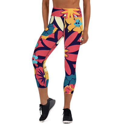 DMV 0392 Floral Yoga Capri Leggings