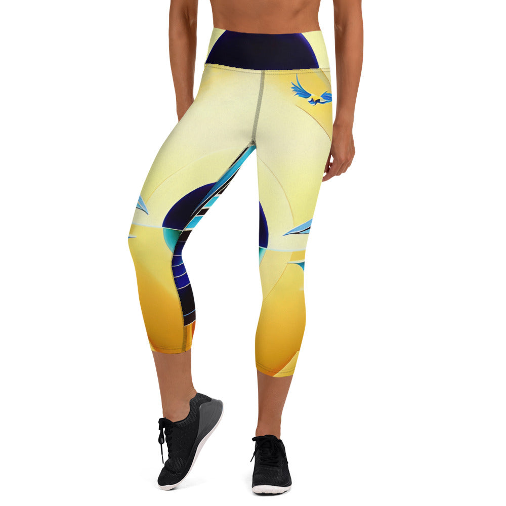 DMV 0939 Retro Art Yoga Capri Leggings