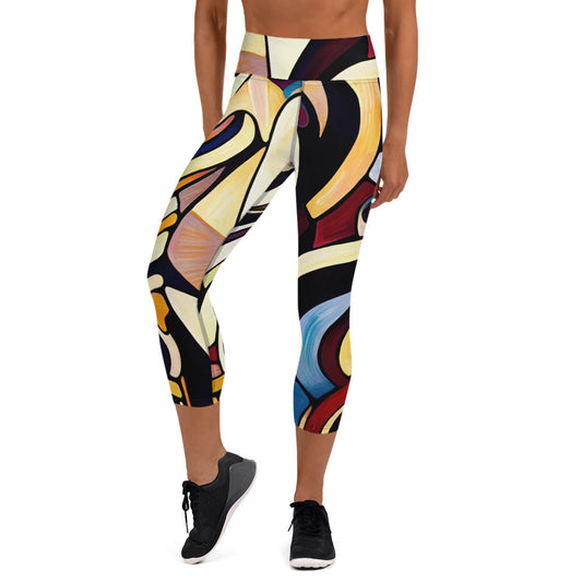 DMV 1556 Retro Art Yoga Capri Leggings