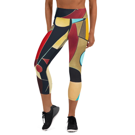 DMV 1076 Abstract Art Yoga Capri Leggings