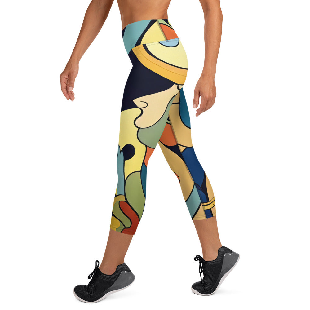 DMV 0242 Retro Art Yoga Capri Leggings