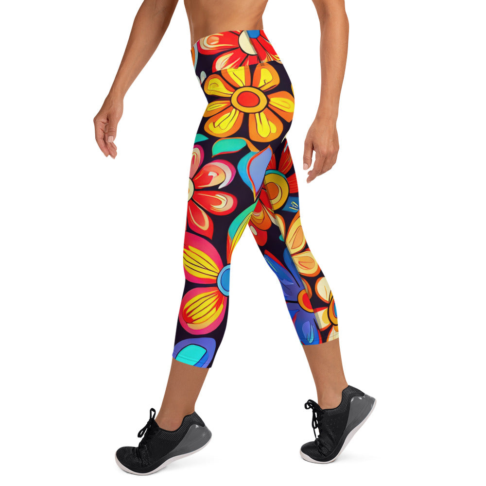 DMV 0257 Floral Yoga Capri Leggings