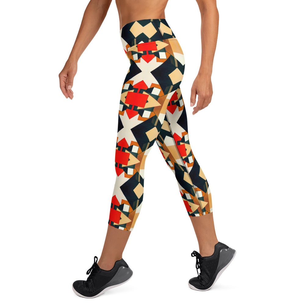 DMV 0138 Geo Boho Yoga Capri Leggings