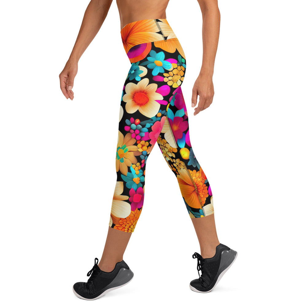 DMV 0259 Floral Yoga Capri Leggings