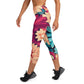 DMV 0293 Floral Yoga Capri Leggings