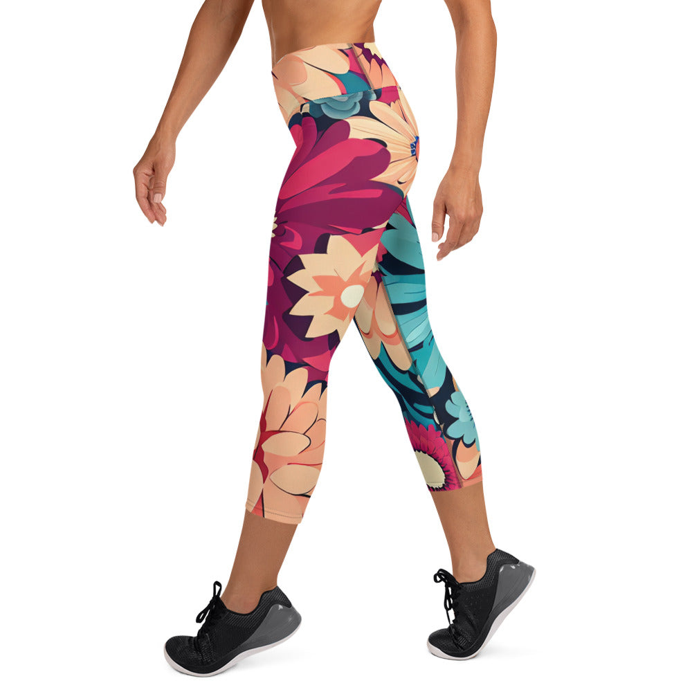 DMV 0293 Floral Yoga Capri Leggings